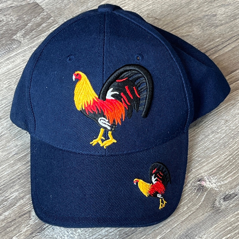 TK Cap Navy Blue Embroidered Rooster Baseball Hat Adjustable